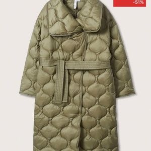 Mango Belt quilted coat NWT